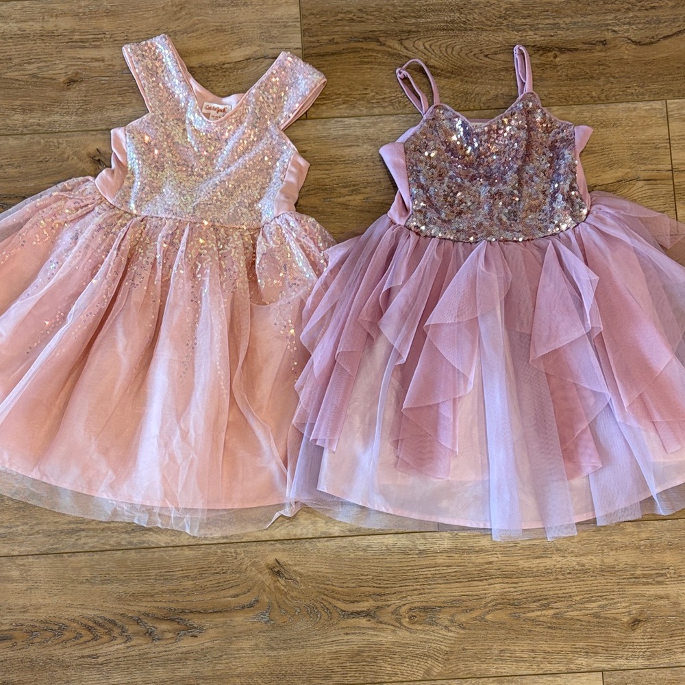 Girls Cat & Jack Soft Pink and Mavue Pink Sequin Tulle Dress XS